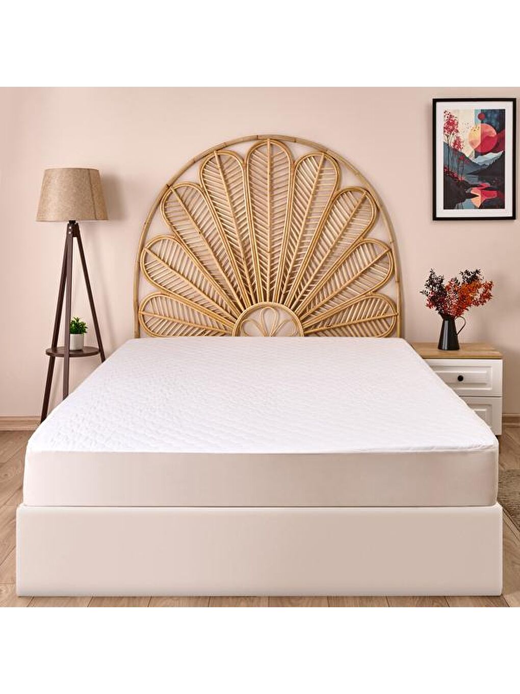 Soft Dalga Kapitoneli Fitted Çift Kişilik Alez - Beyaz - 160x200 cm-3