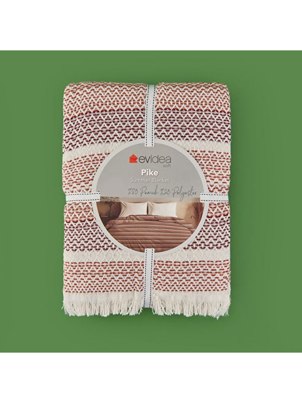 Lila Soft Vita Çift Kişilik Pike - Ekru / Kiremit - 200x230 cm-2