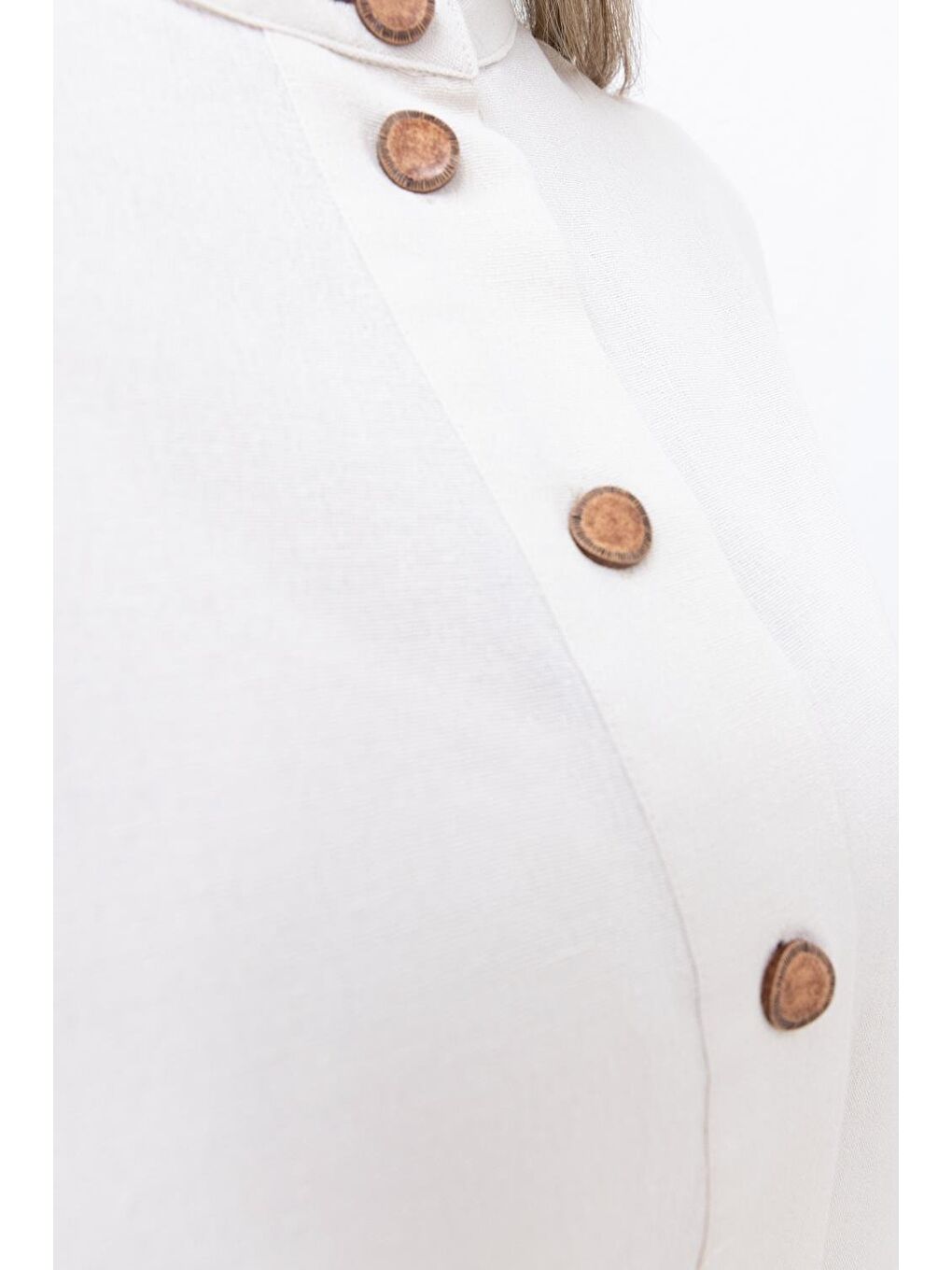 Bej Taş-Yarım Patlı Yırtmaçlı Keten Tunik-3