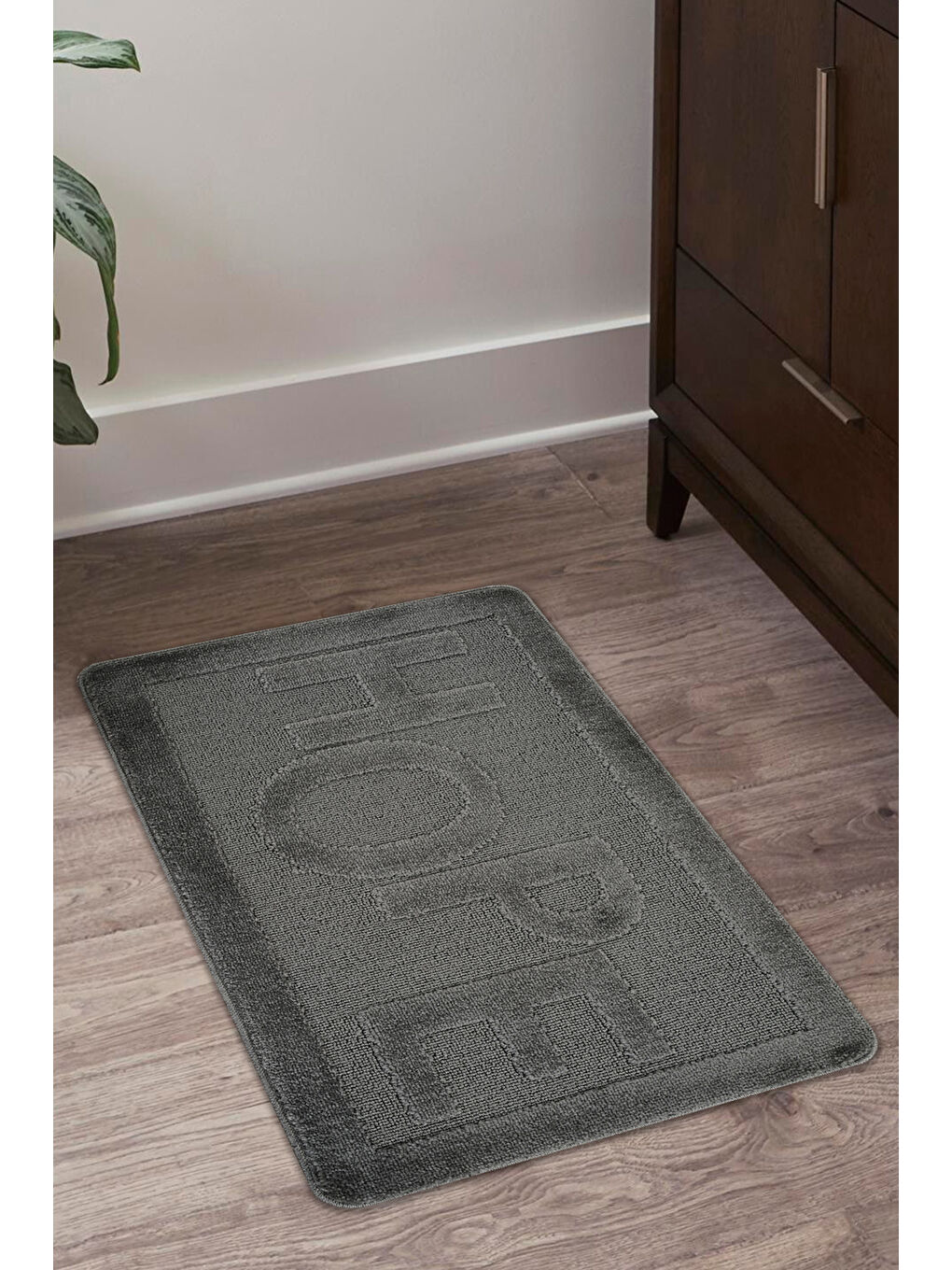 Doğal Kaymaz Taban Banyo Paspas Uzun Ömürlü Yumuşak Su Emici Yazılı Hope-Antrasit