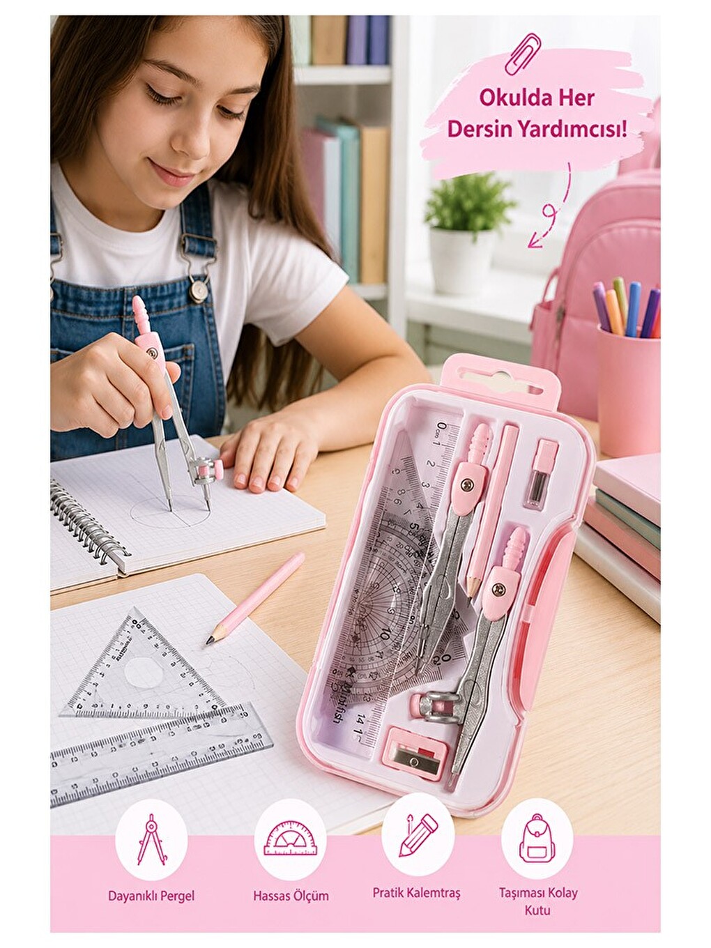 Mavi Metal Pergel Seti 9 Parça 1 Paket 9121 Profesyonel Pergel Çizim Proje Matematik Mimar Mühendis-1