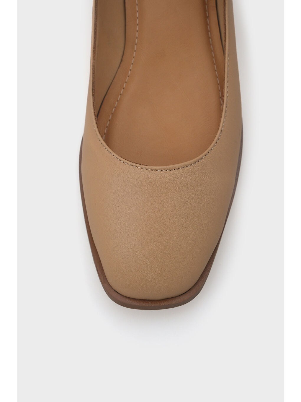 Bej Beth Hakiki Deri Mary Jane Kadın Ayakkabı-2