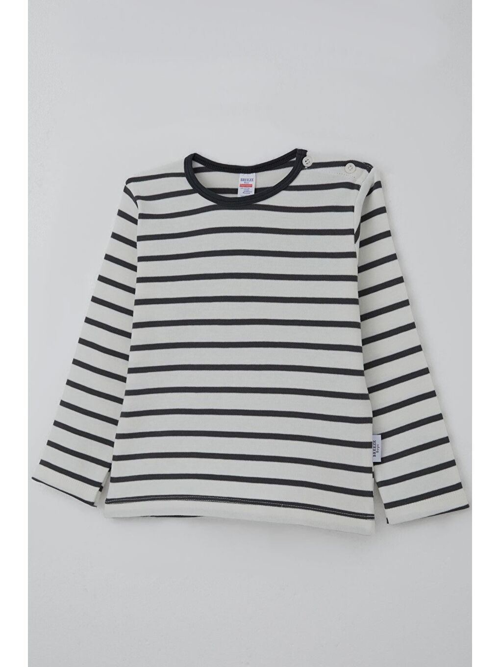 Erkek Bebek Uzun Kollu Tişört Patlı Çizgili Ekru (9 Ay-3 Yaş)-2