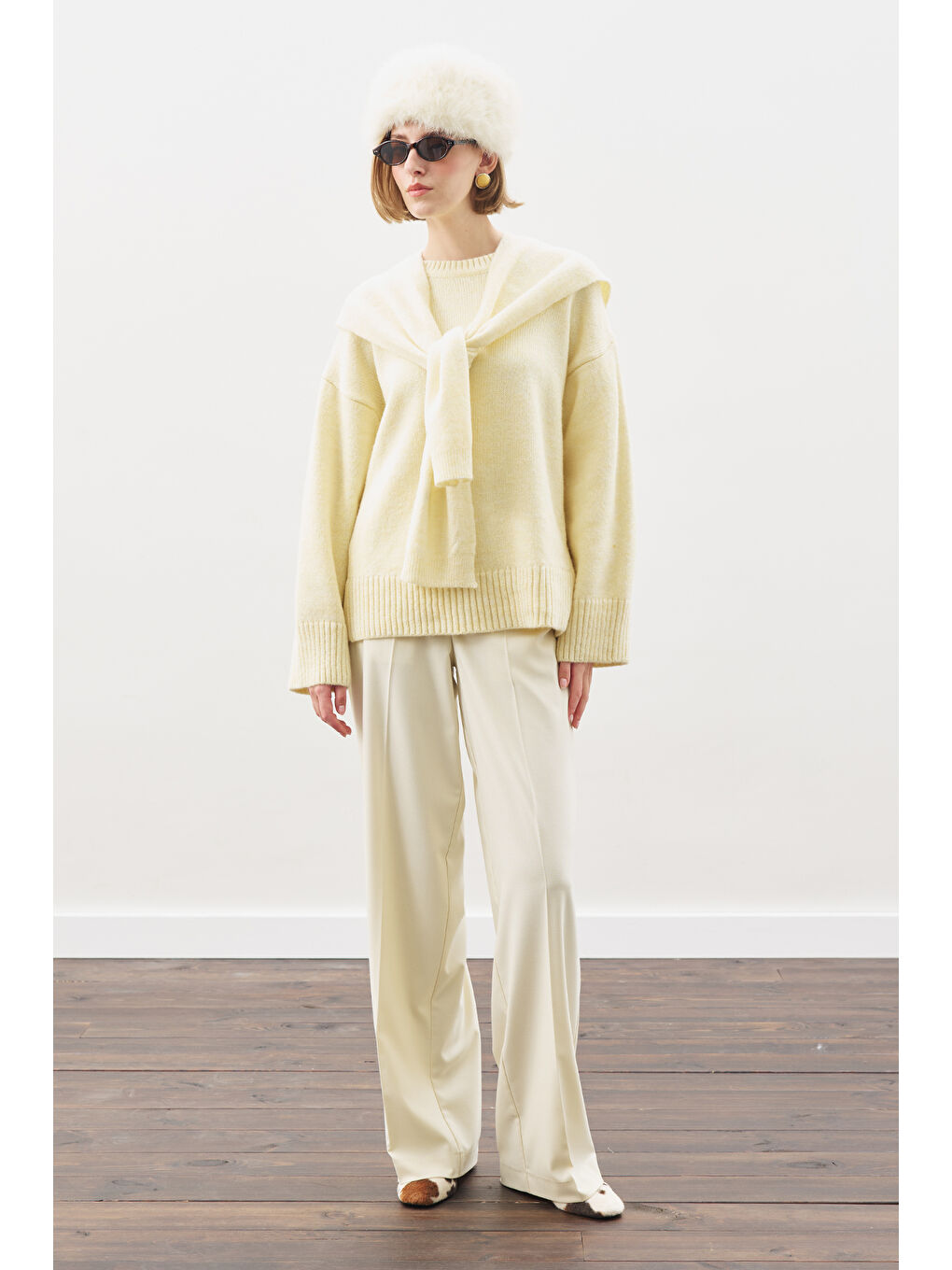 Chunky Oversıze Kazak Sarı-4