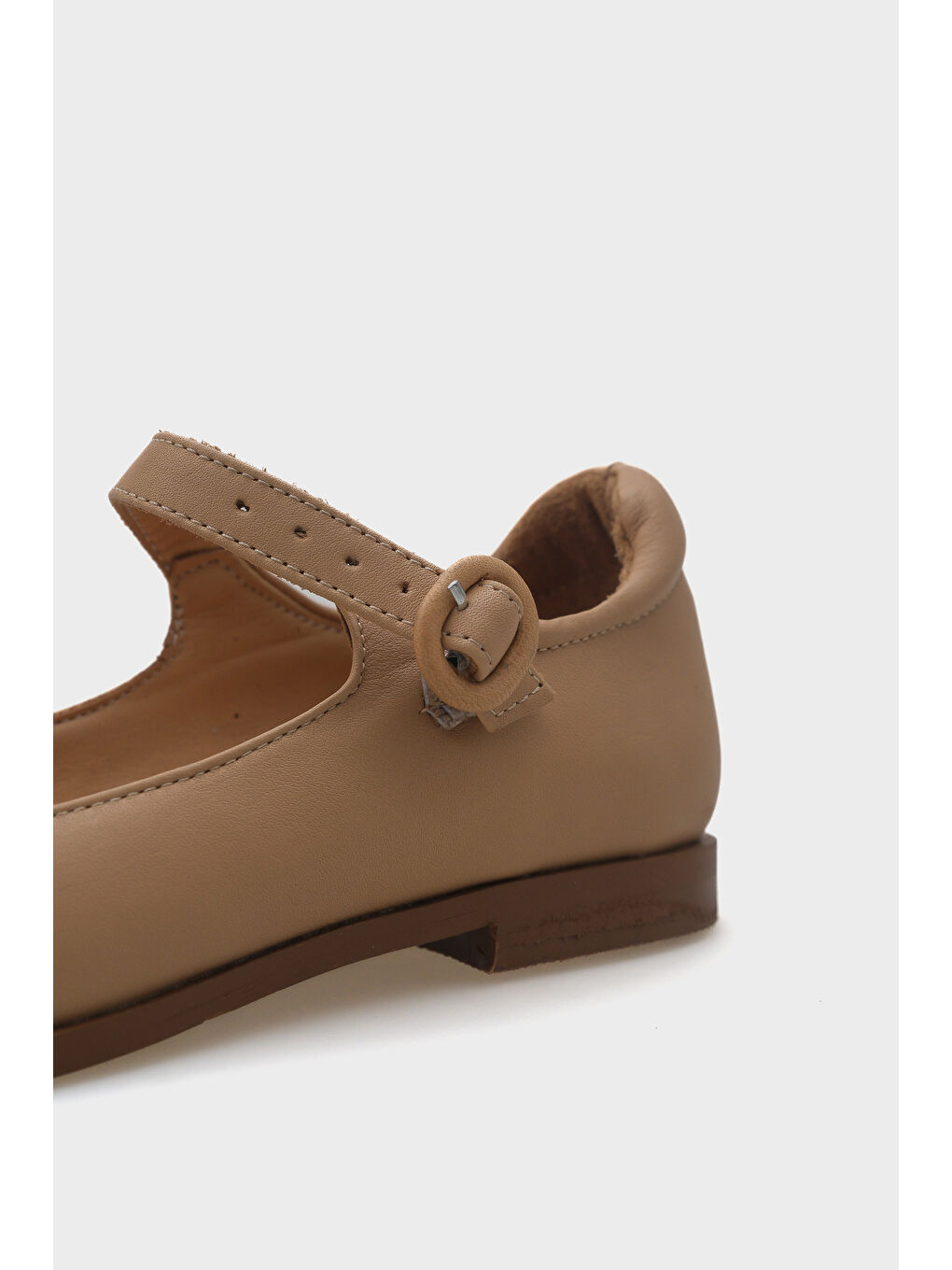 Bej Beth Hakiki Deri Mary Jane Kadın Ayakkabı-3