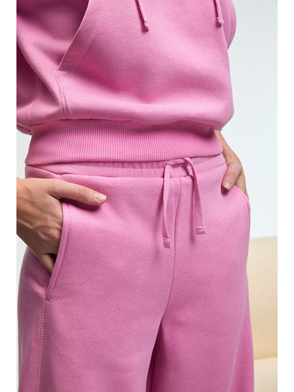 Pembe SELORIN Kadın Baggy Çift Cepli PEMBE Eşofman Altı-3