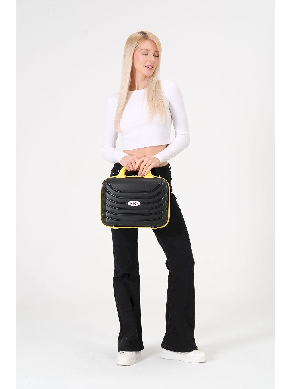 Siyah- Sarı PP Silikon Makyaj Çantası