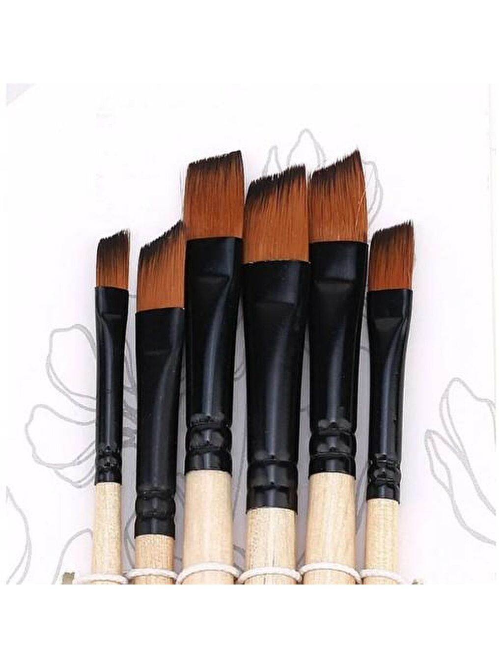 Sentetik Yan Kesik Fırça Seti 6 lı (Set: 4) (11219)-1