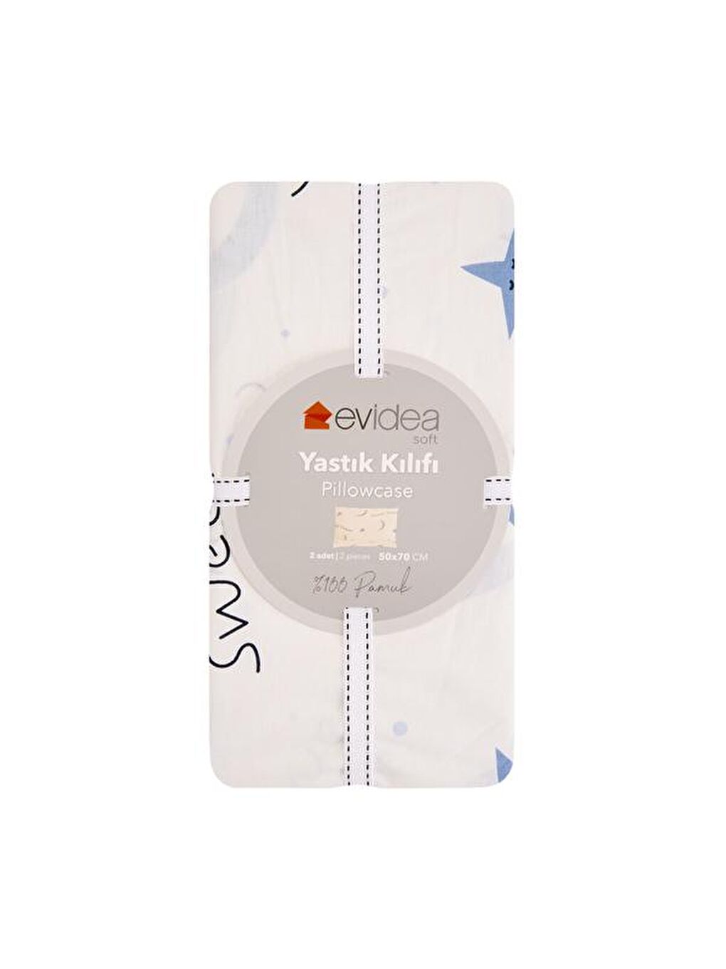 Soft Tanca 2'li Yastık Kılıfı - Beyaz / Mavi - 50x70 cm-2