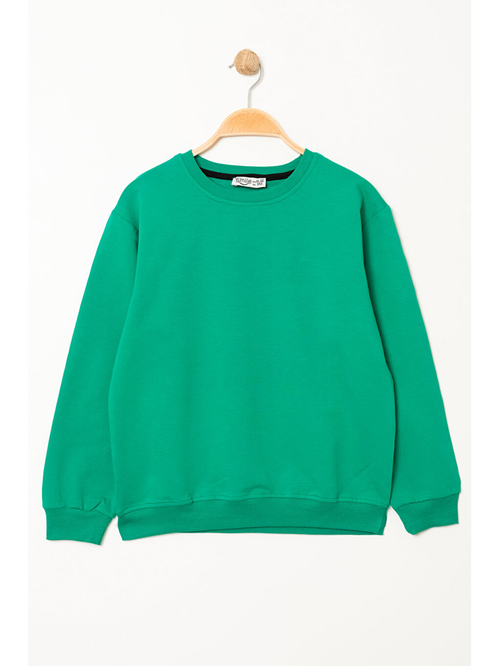 Bi&Em Smile Koyu Yeşil Erkek Çocuk Koyu Yeşil Bisiklet Yaka Basic 5-13 Yaş Sweatshirt- 3535-8