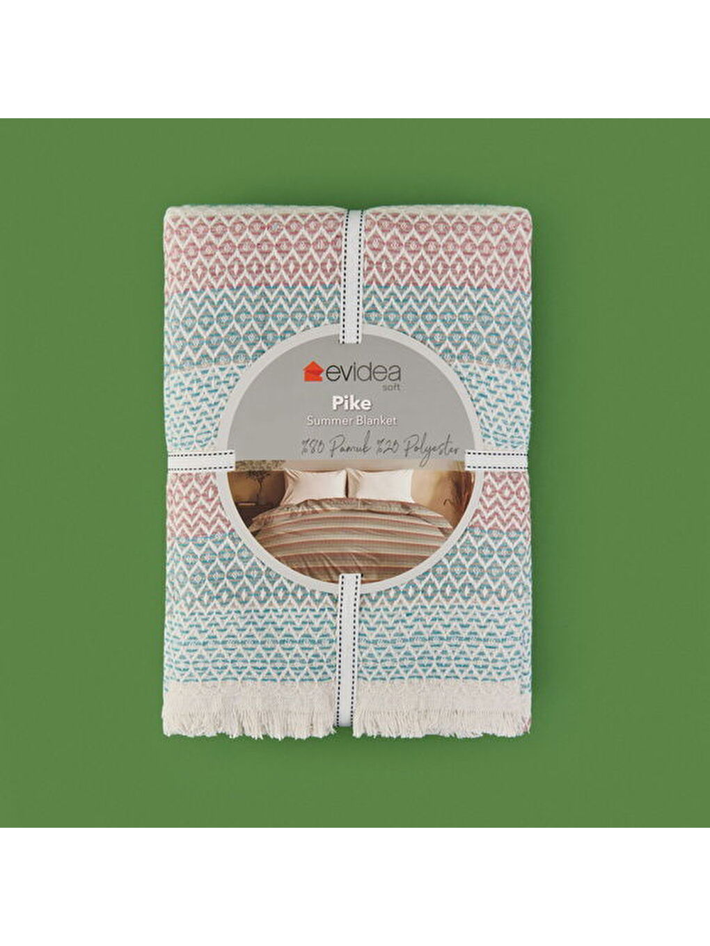 Soft Vita Çift Kişilik Pike - Ekru / Mavi - 200x230 cm-2