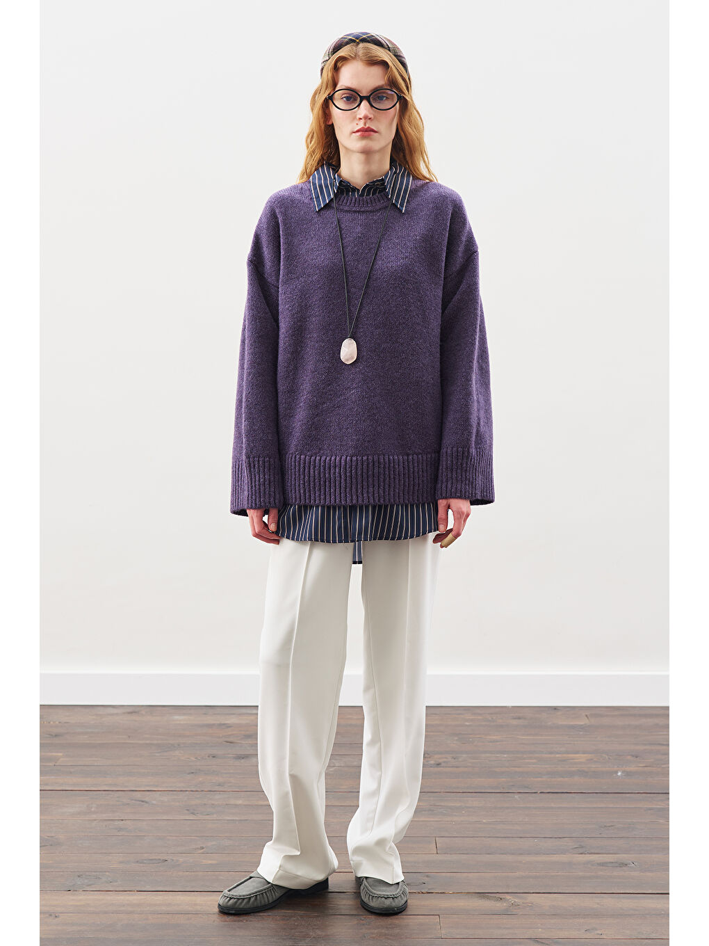 Chunky Oversıze Kazak Mor-2