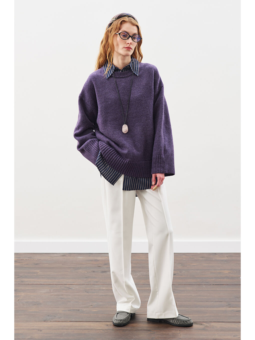 Chunky Oversıze Kazak Mor-3