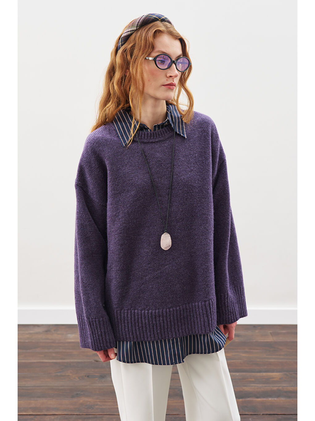 Chunky Oversıze Kazak Mor-4