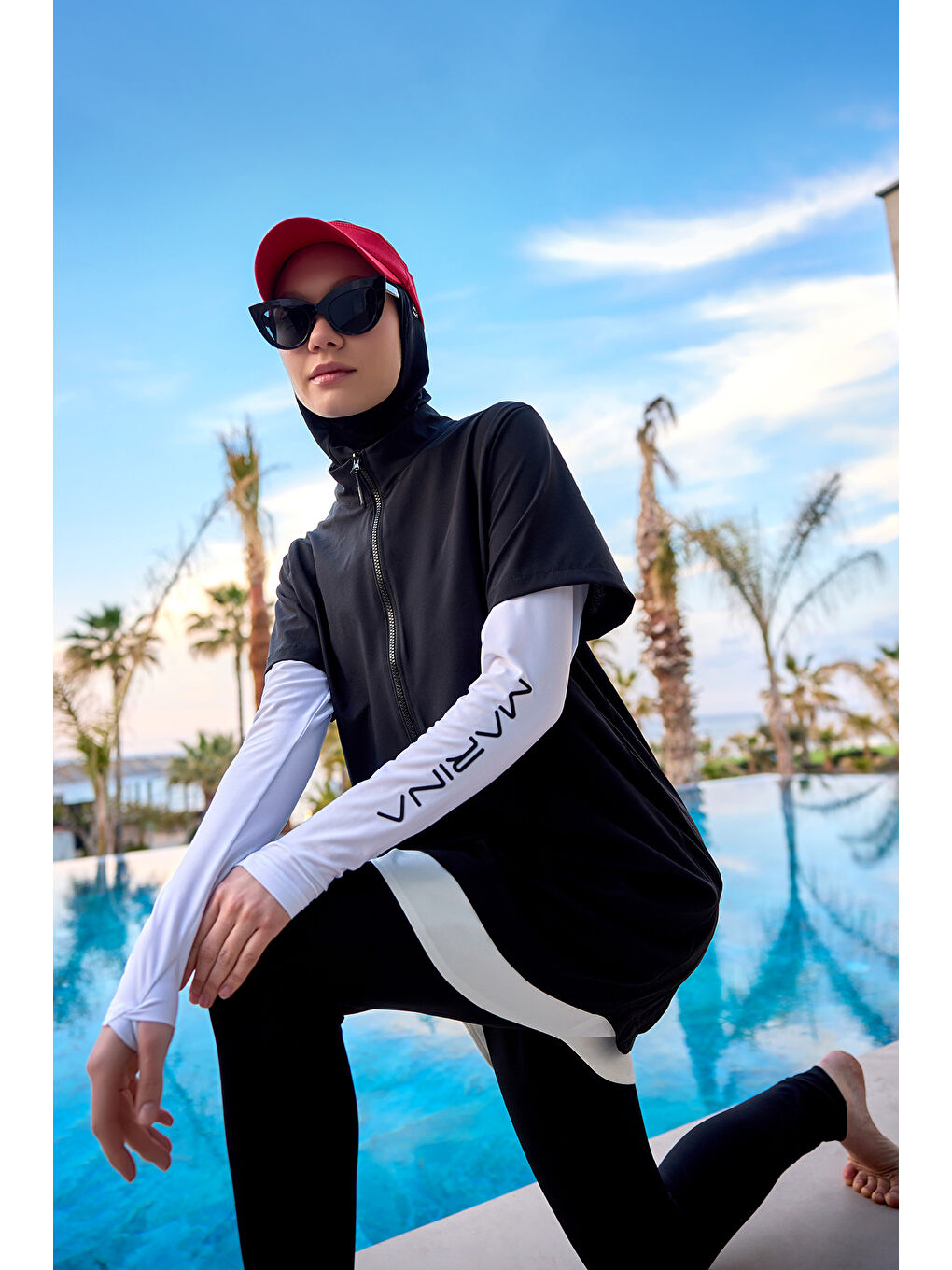 Tam Kapalı Tesettür Mayo M2532 Siyah-2