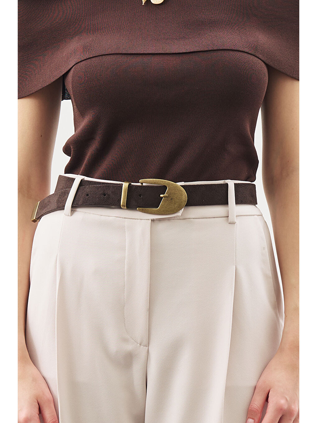 Antik Tokalı İnce Kemer Kahverengi-1