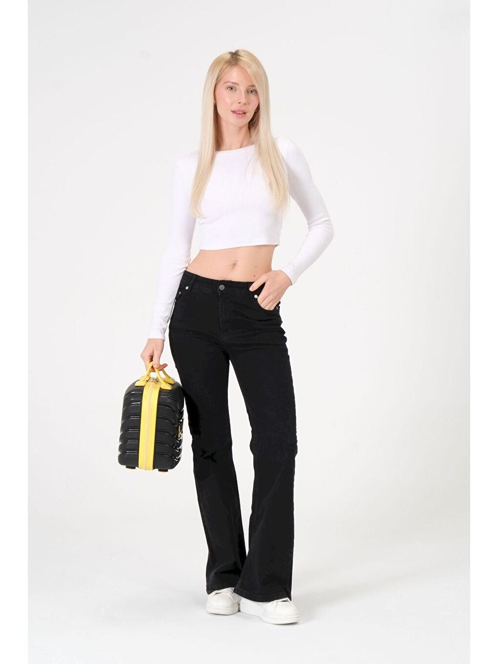 Siyah- Sarı PP Silikon Makyaj Çantası-8