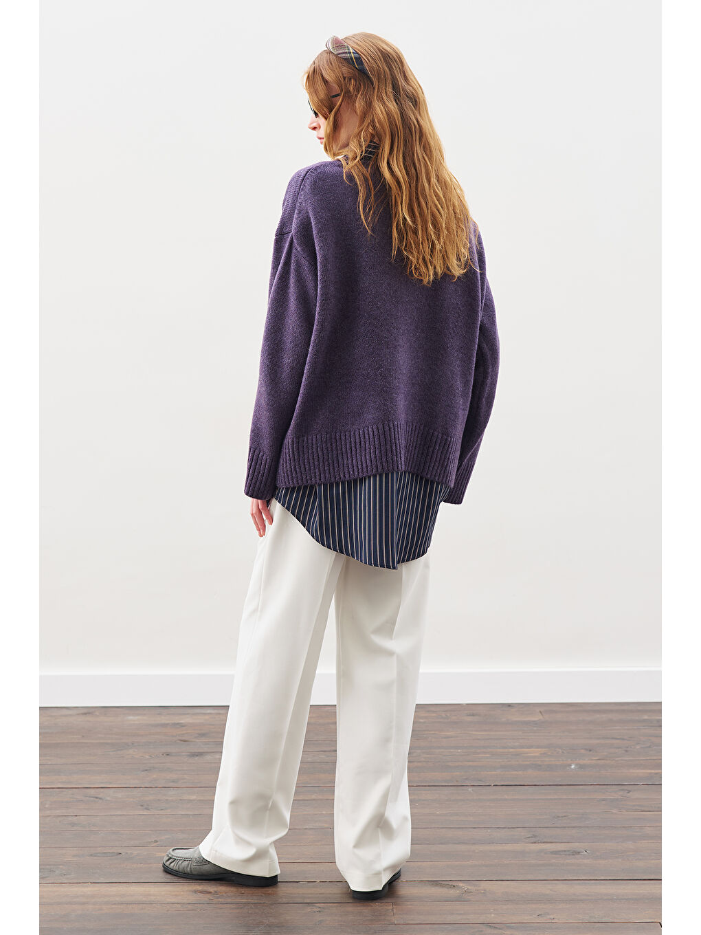 Chunky Oversıze Kazak Mor-6