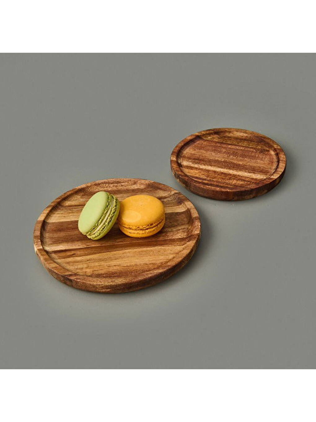 Kitchen Akasya 2'li Sunum Tabağı - Kahverengi - 12 cm + 15 cm-1