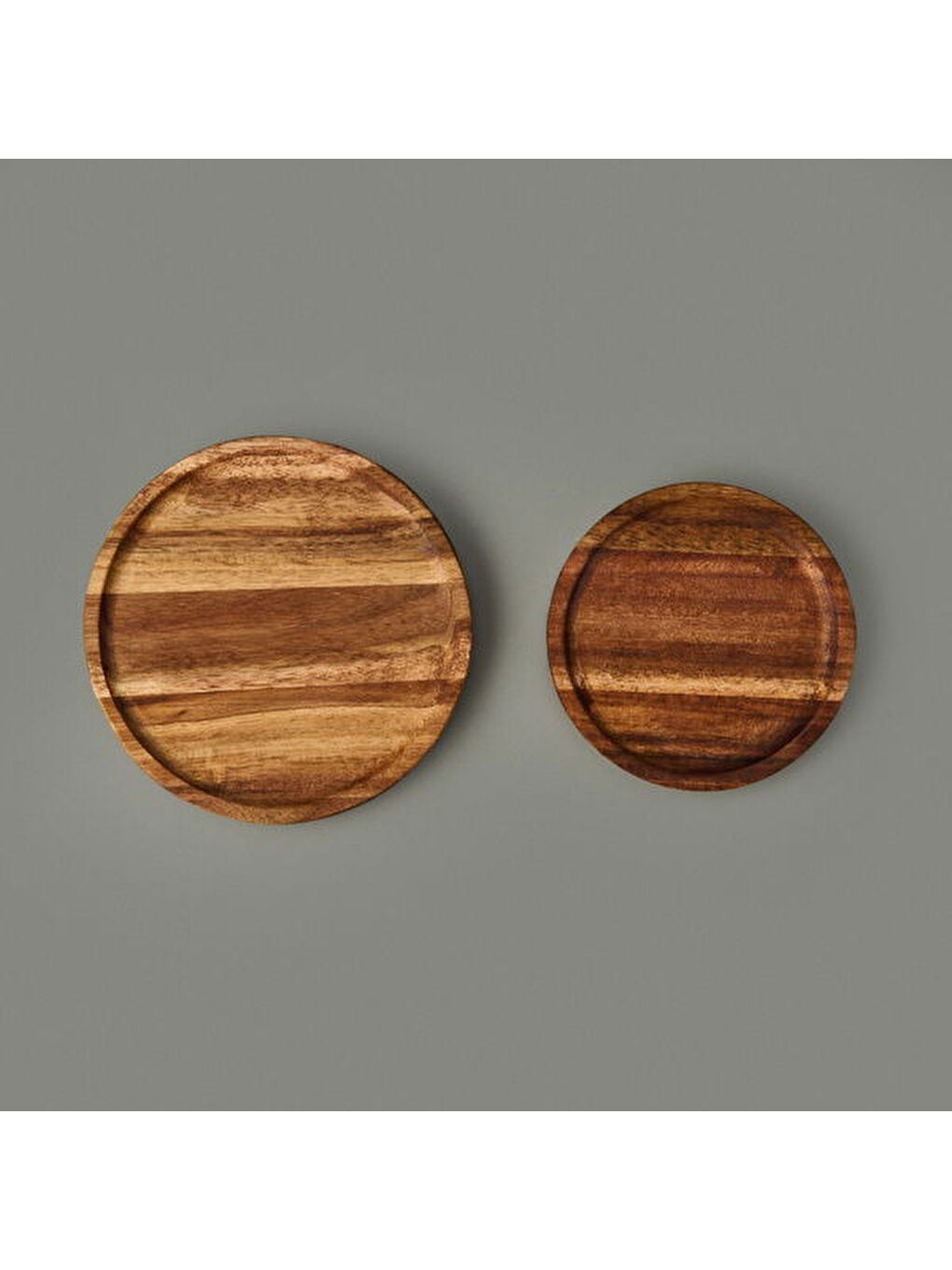 Kitchen Akasya 2'li Sunum Tabağı - Kahverengi - 12 cm + 15 cm-2