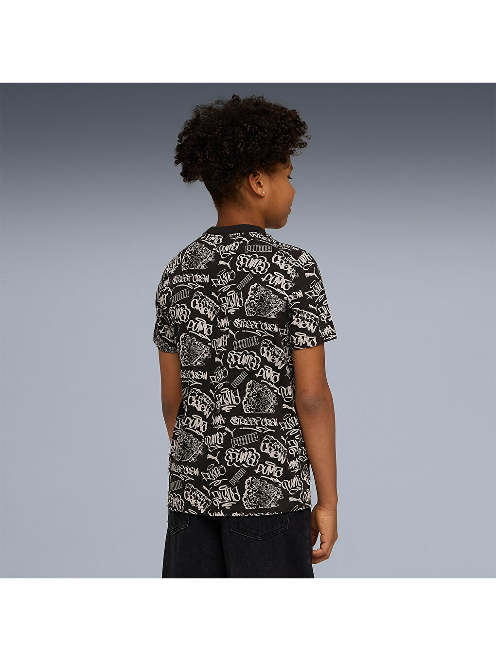 Mid 90s Aop Erkek Çocuk Siyah Tişört-1