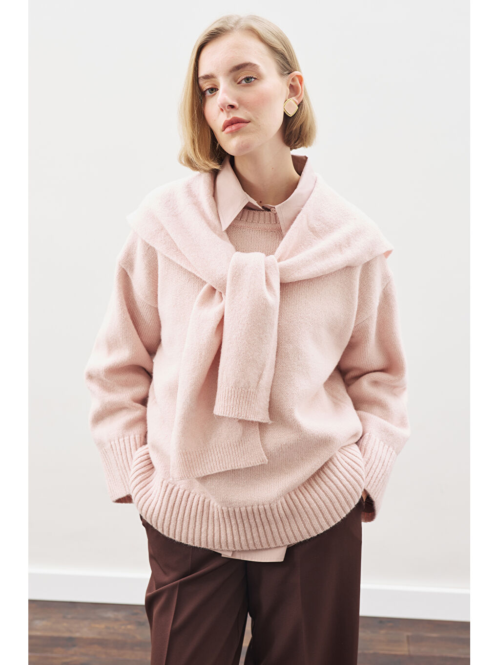 Chunky Oversıze Kazak Pembe-3