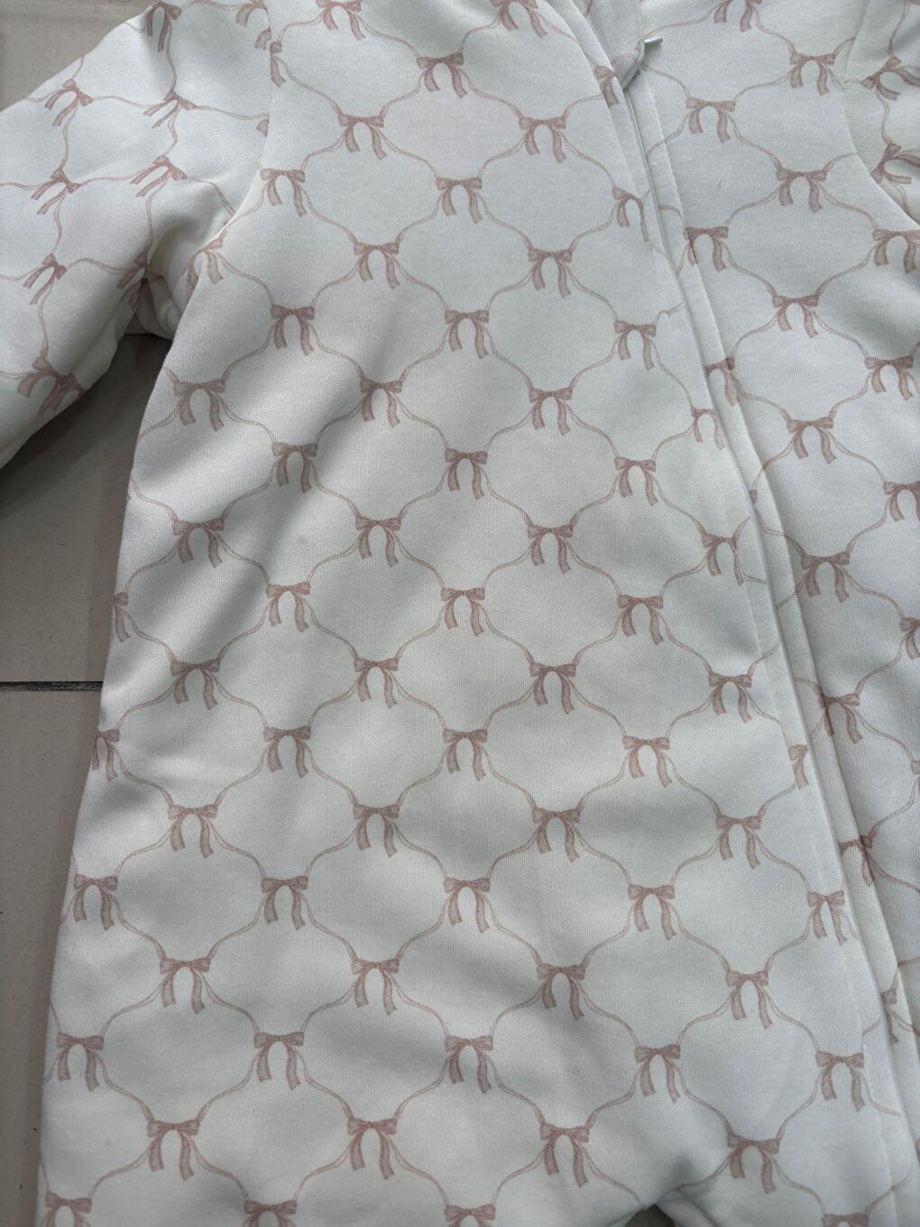 Karışık Unisex Çocuk Pamuklu Beyaz Fiyonk Desenli Uyku Tulum - Fermuarlı-3