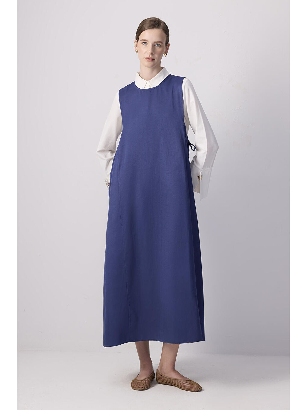 Lacivert Büzgülü Oversize Jile