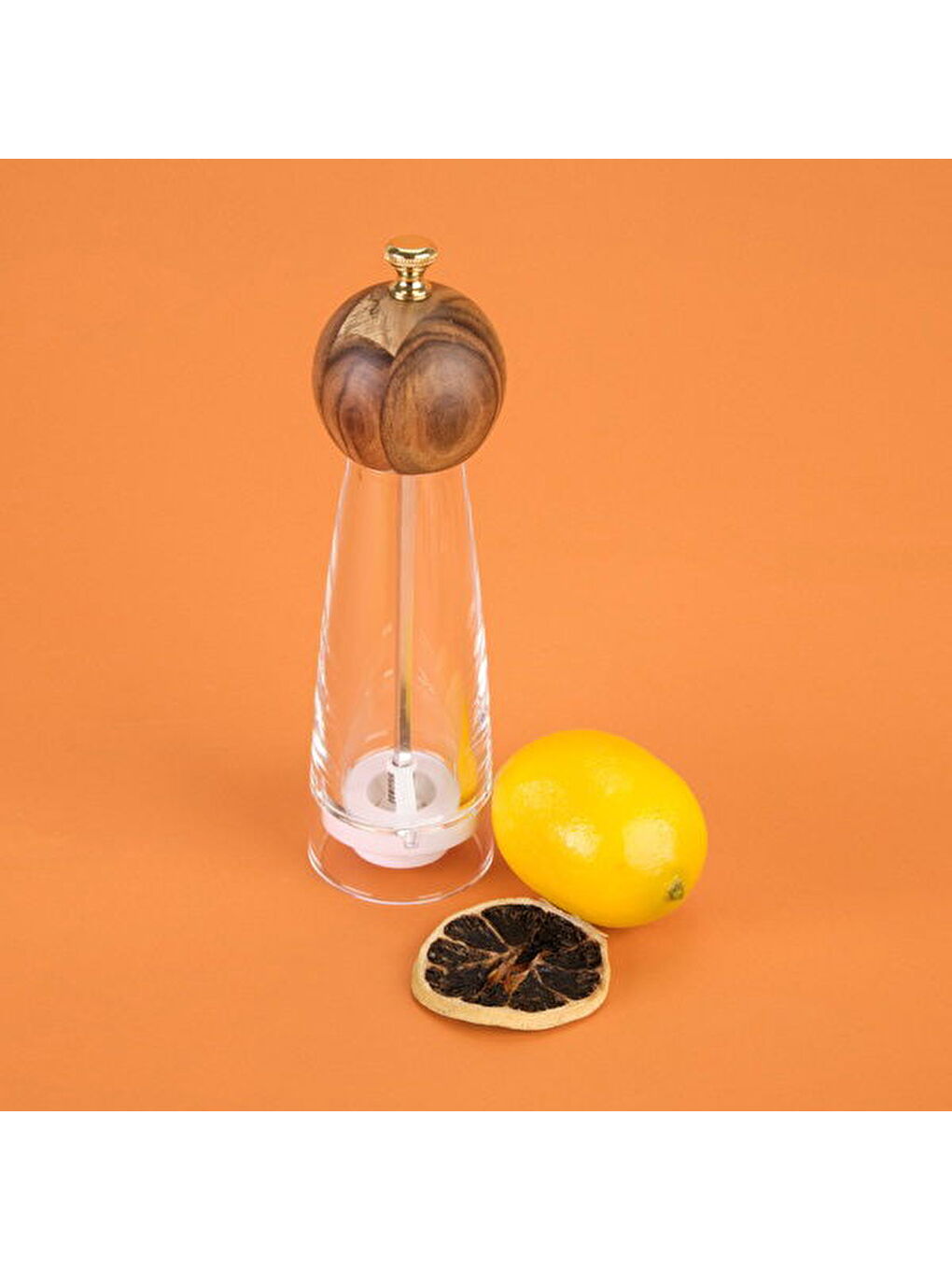 Akrilik Tuz Karabiber Öğütücü - Kahverengi / Şeffaf- 24 cm-2