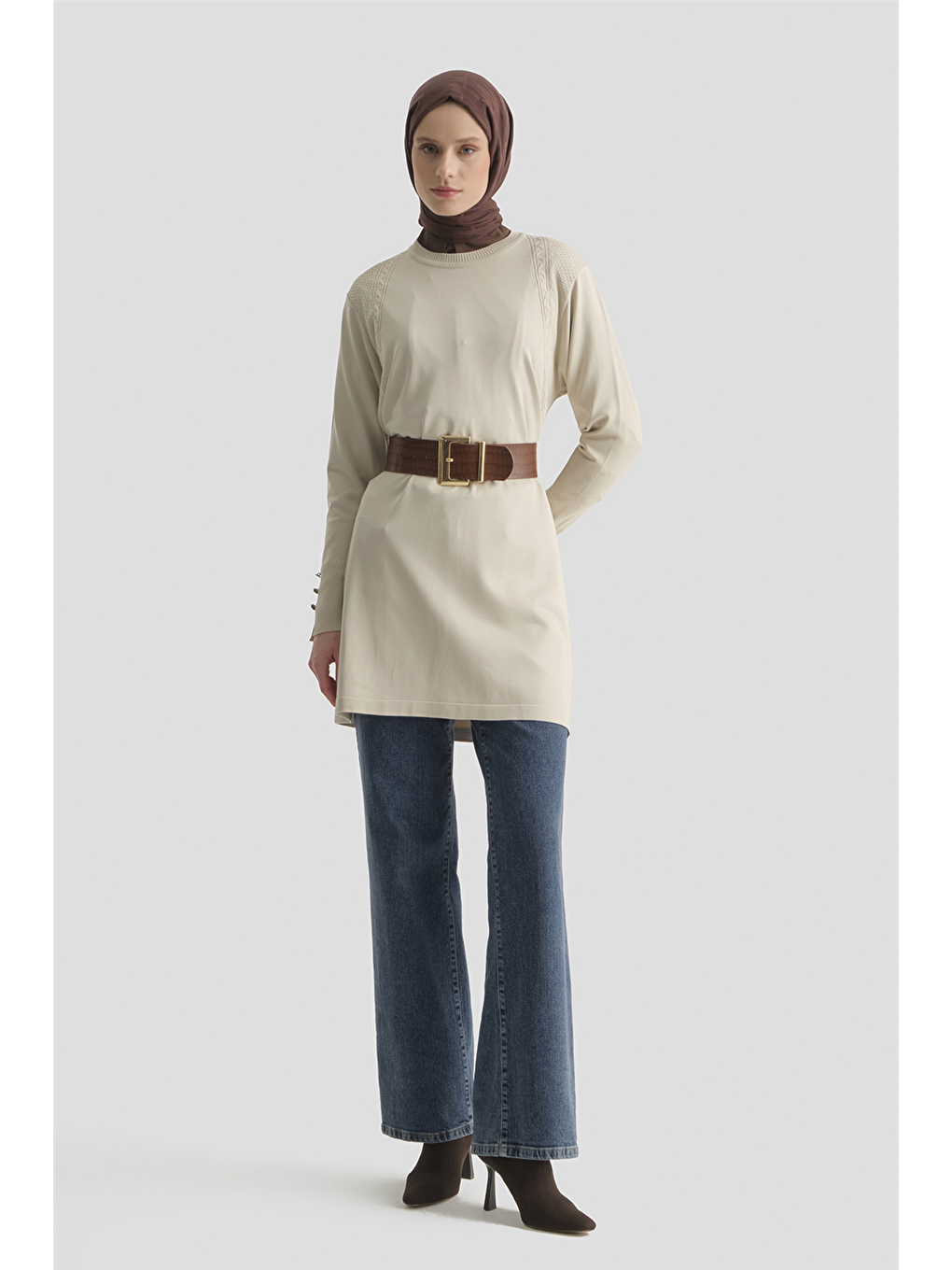 Bej Triko Tunik 25Kd5005 Taş