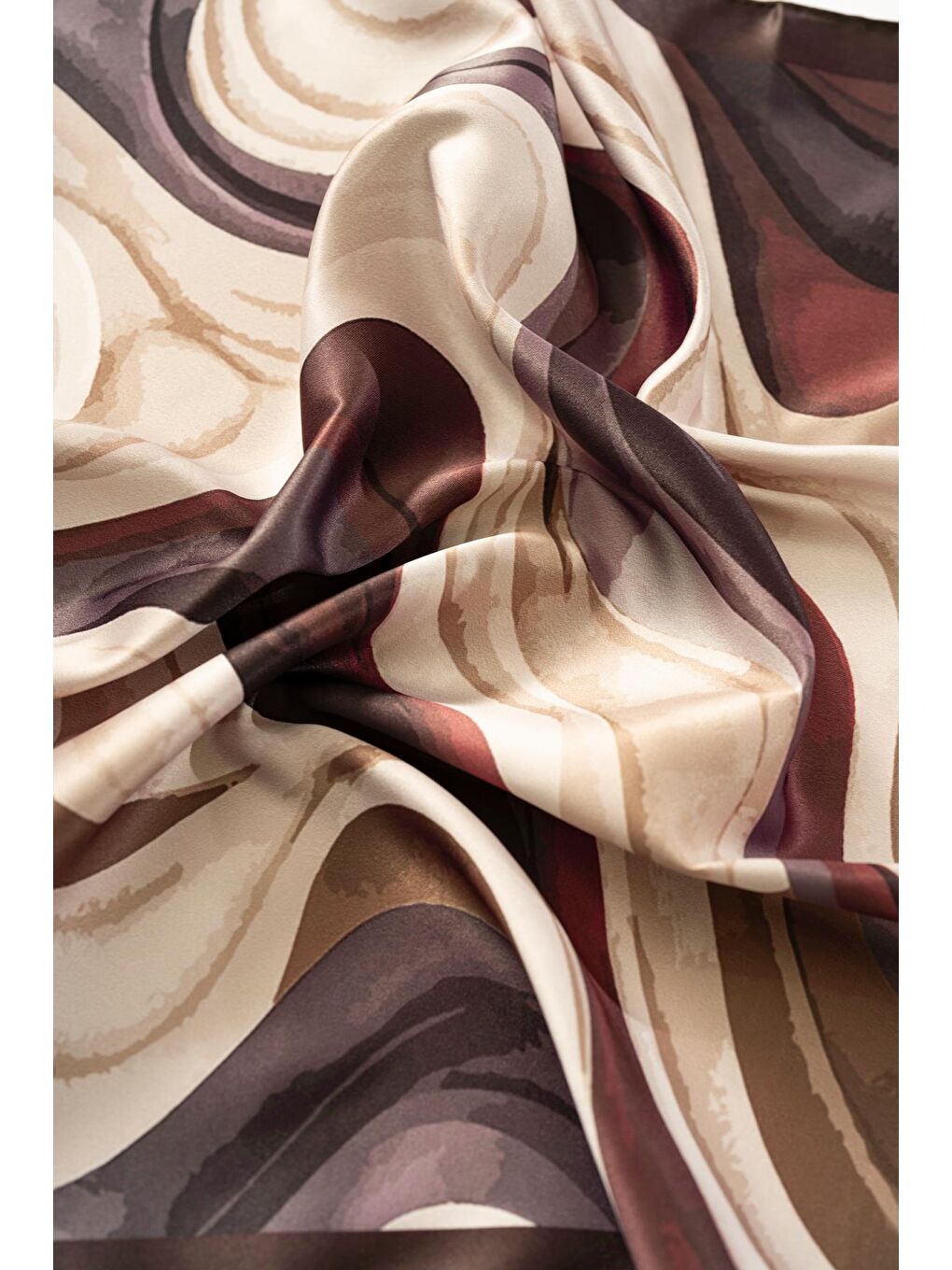 Kahverengi Kadın Dalga Desen 55*55 cm Bandana & Fular-2