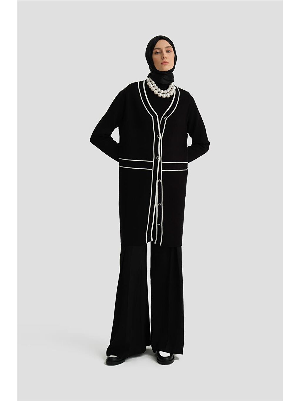 Biye Detaylı Triko Hırka 24Kd2809 Siyah-1