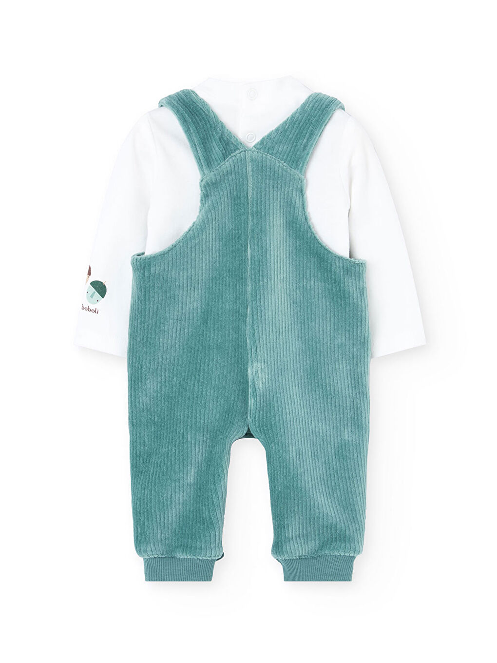 Yeşil Erkek Bebek Sincap Meyve Baskılı Salopet Set-1