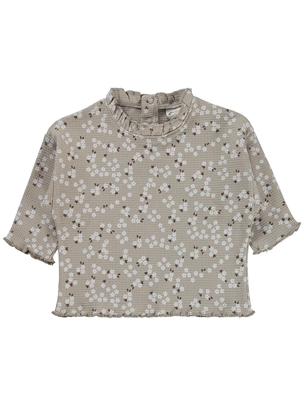 Kahverengi Baby Mini Çiçek Baskılı 6-18 Ay Takım - Bej 18-24 Ay