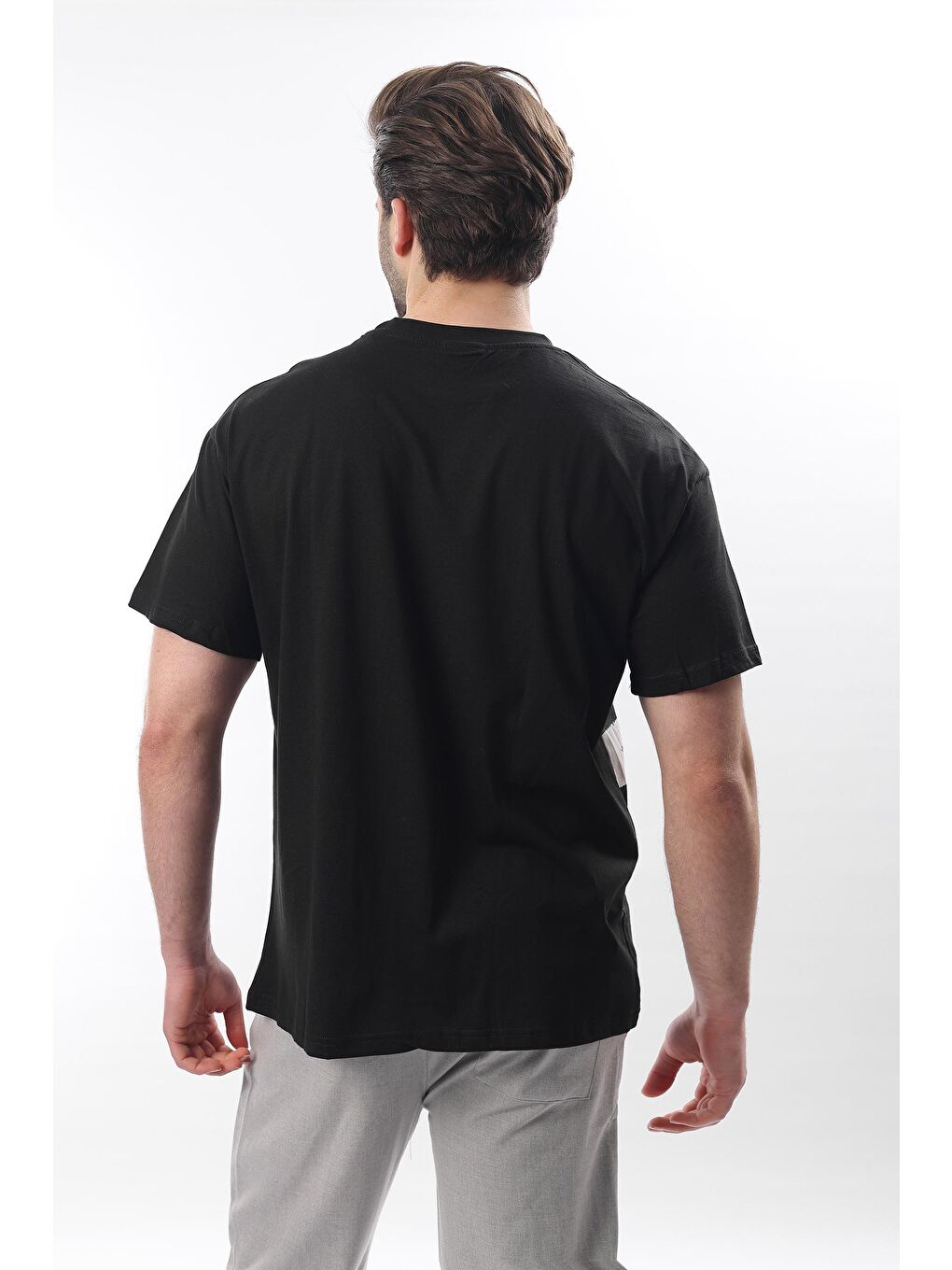 Siyah Baskılı Regular Fit Erkek Tişört E7107-3