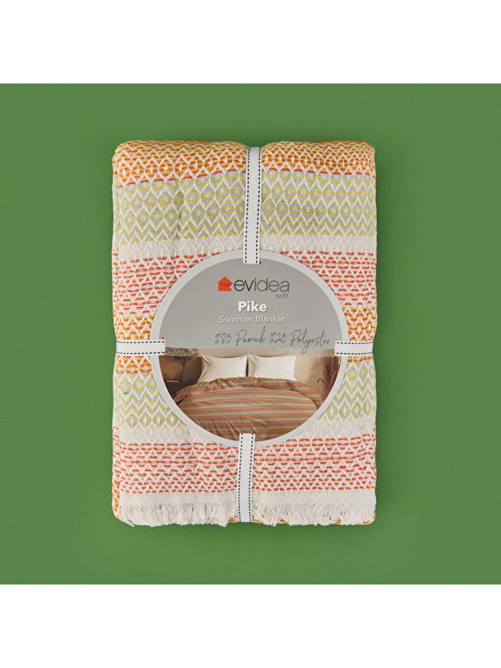 Lila Soft Vita Çift Kişilik Pike - Ekru / Turuncu - 200x230 cm-2