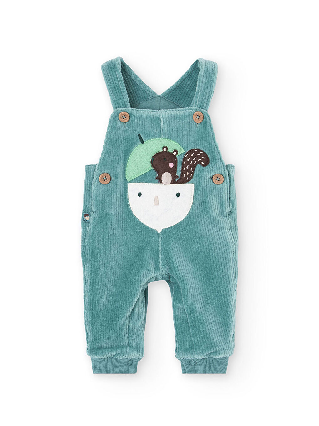 Yeşil Erkek Bebek Sincap Meyve Baskılı Salopet Set-3