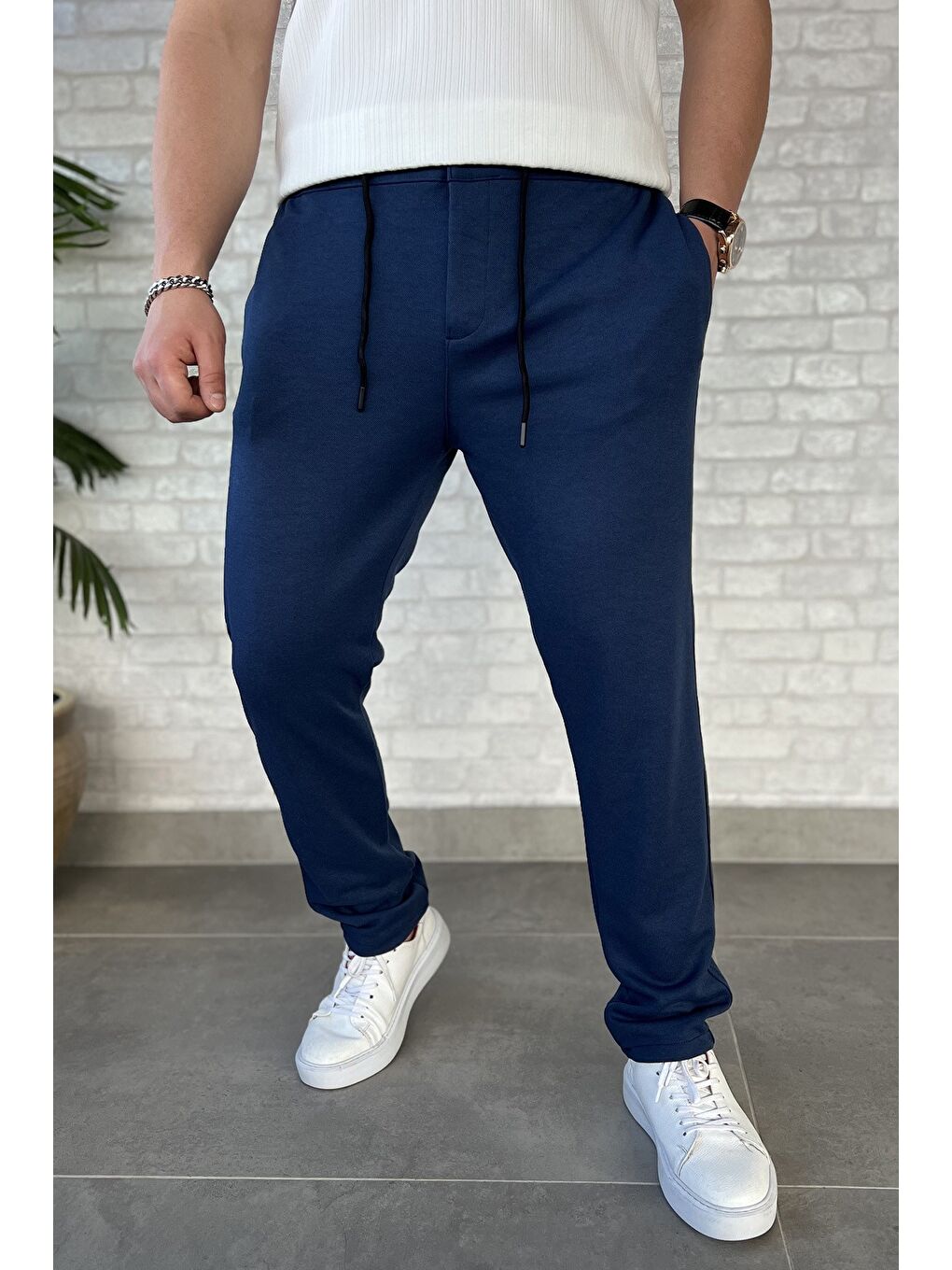 İndigo Erkek Bel Bağlama Detaylı Pantolon