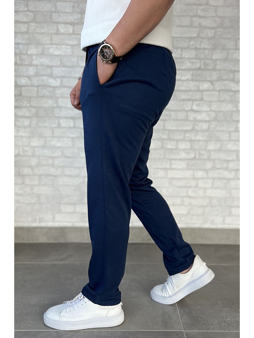 İndigo Erkek Bel Bağlama Detaylı Pantolon-1