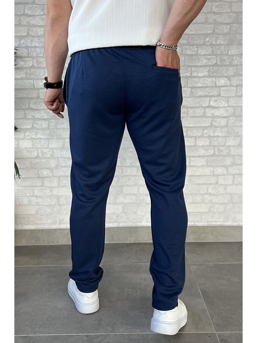 İndigo Erkek Bel Bağlama Detaylı Pantolon-2