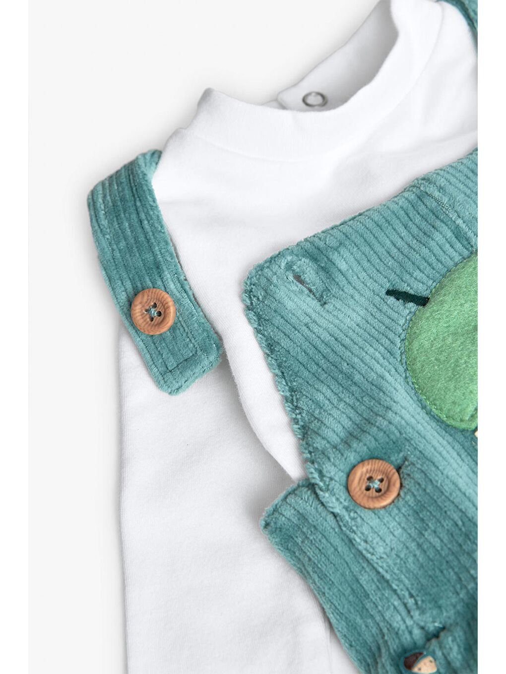 Yeşil Erkek Bebek Sincap Meyve Baskılı Salopet Set-6