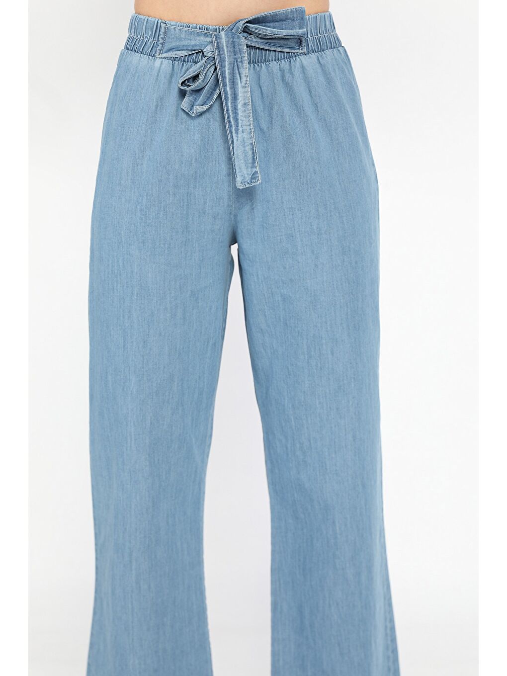 Mavi Kadın Yüksek Bel Paça Püsküllü Palazzo Jean Pantolon-3