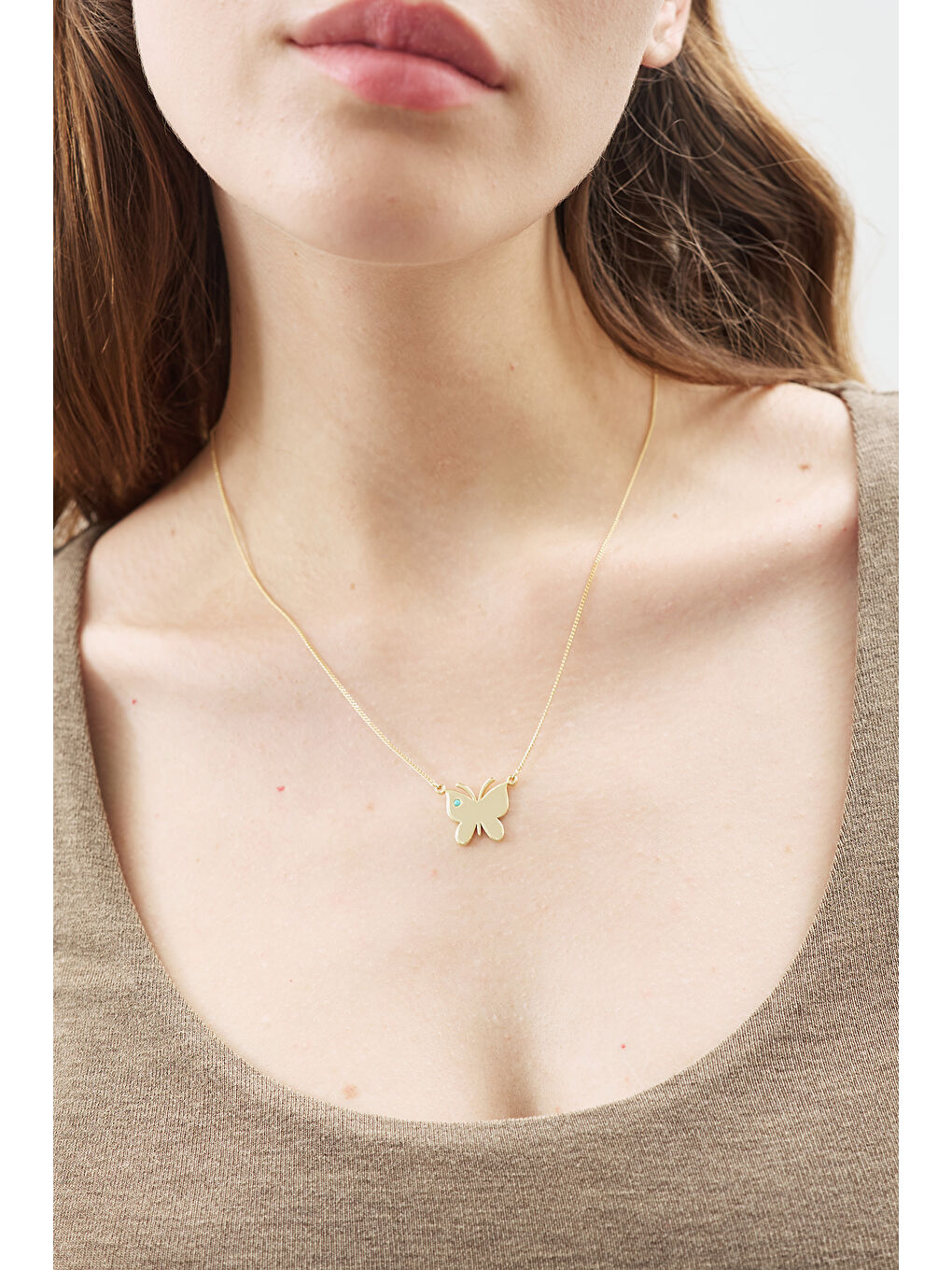 Sarı Kelebek Uçlu Kolye Gold-1