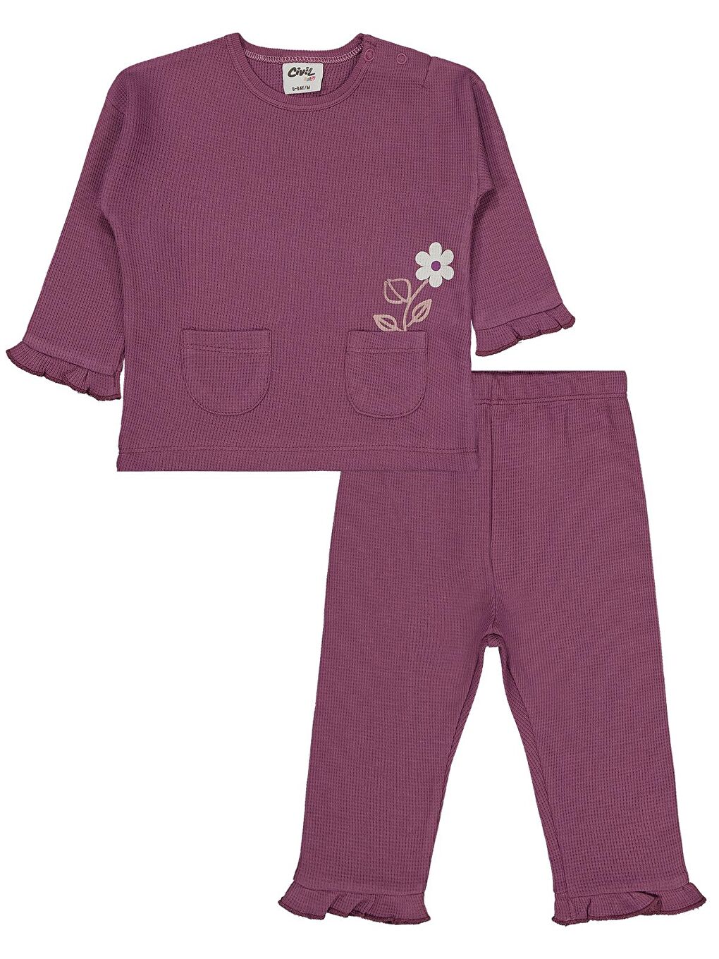 Baby Cep Çiçek Baskılı 6-18 Ay Takım - Pembe 6-9 Ay