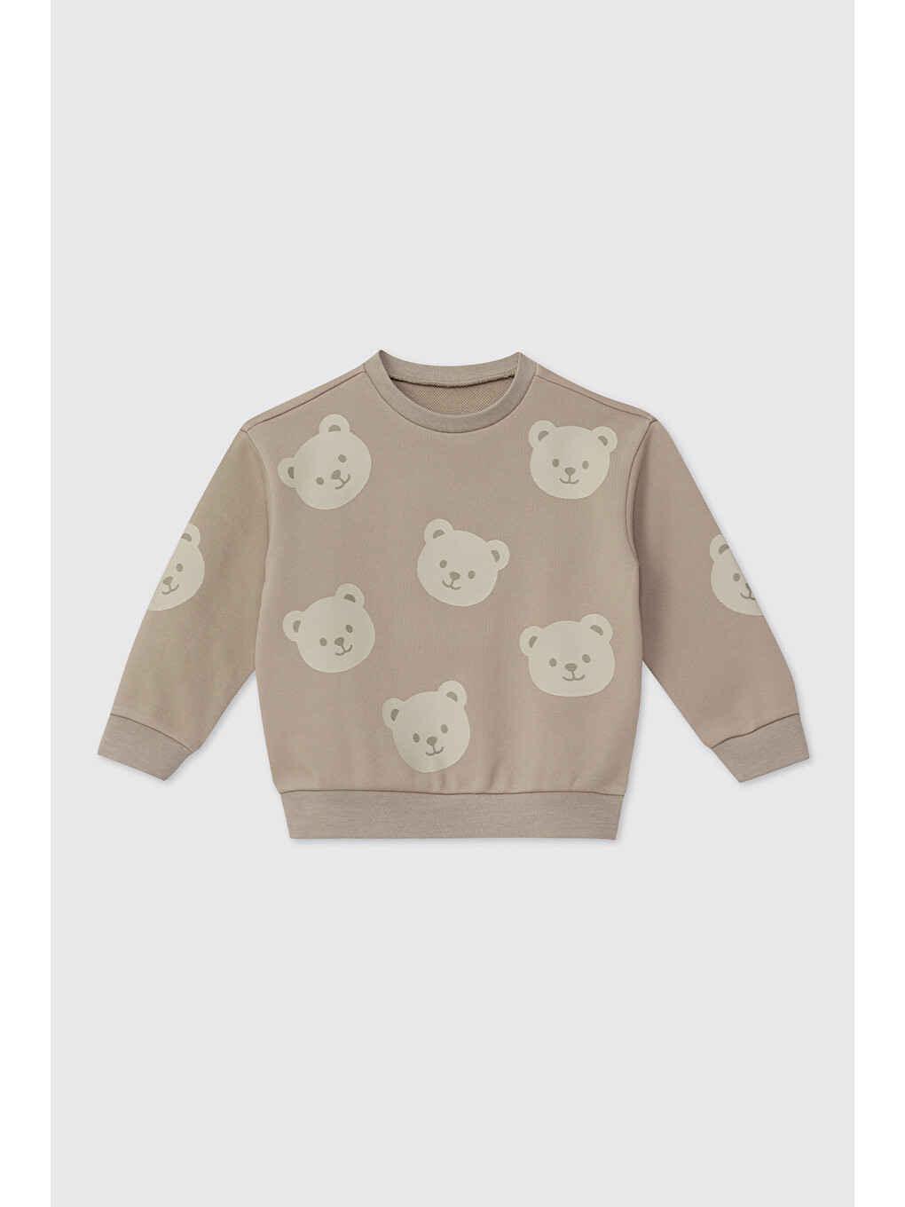 Erkek Bebek Bisiklet Yaka Bej Sweatshirt