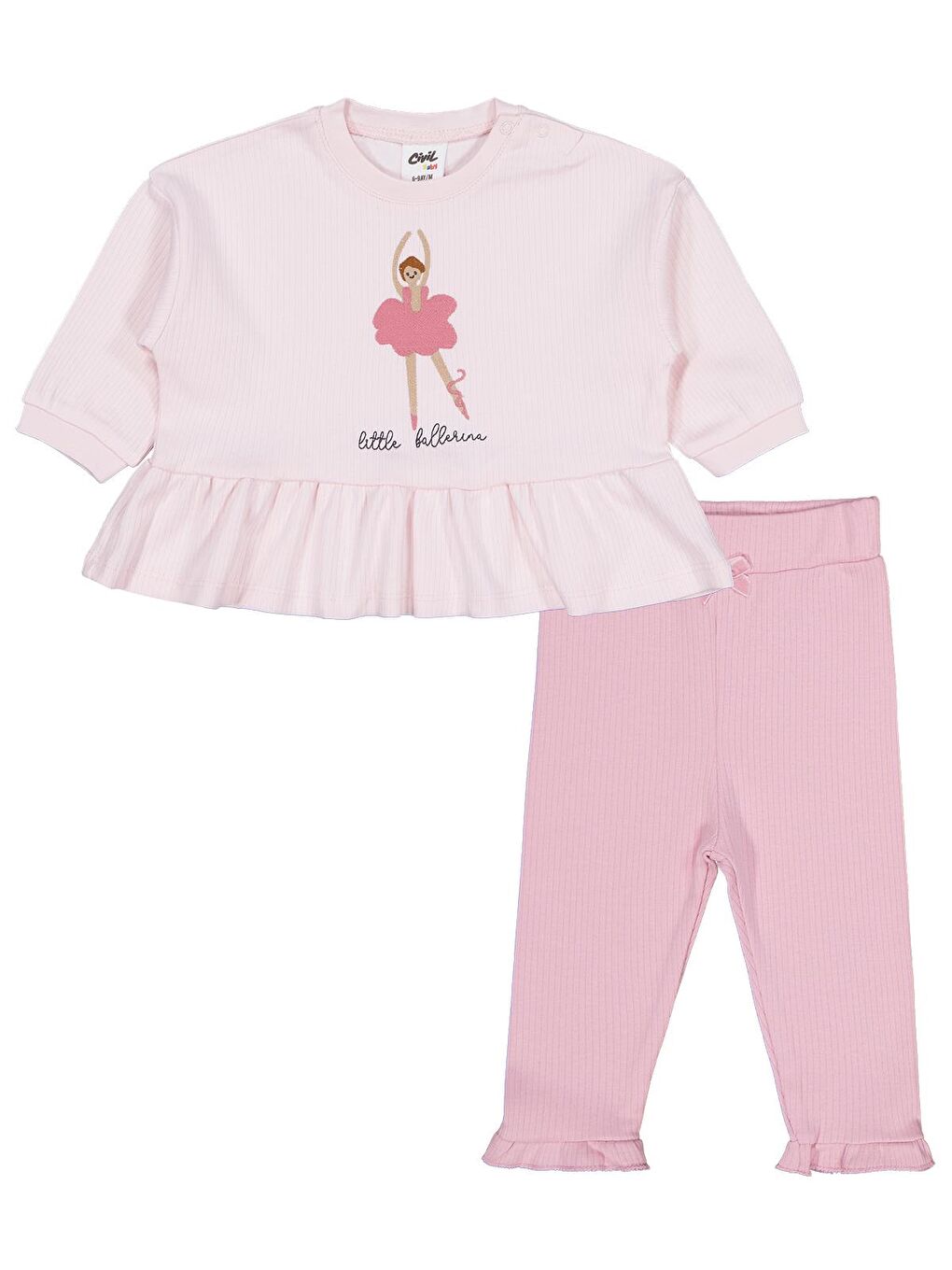 Baby Balerin Nakışlı 6-18 Ay Takım - Pembe 12-18 Ay