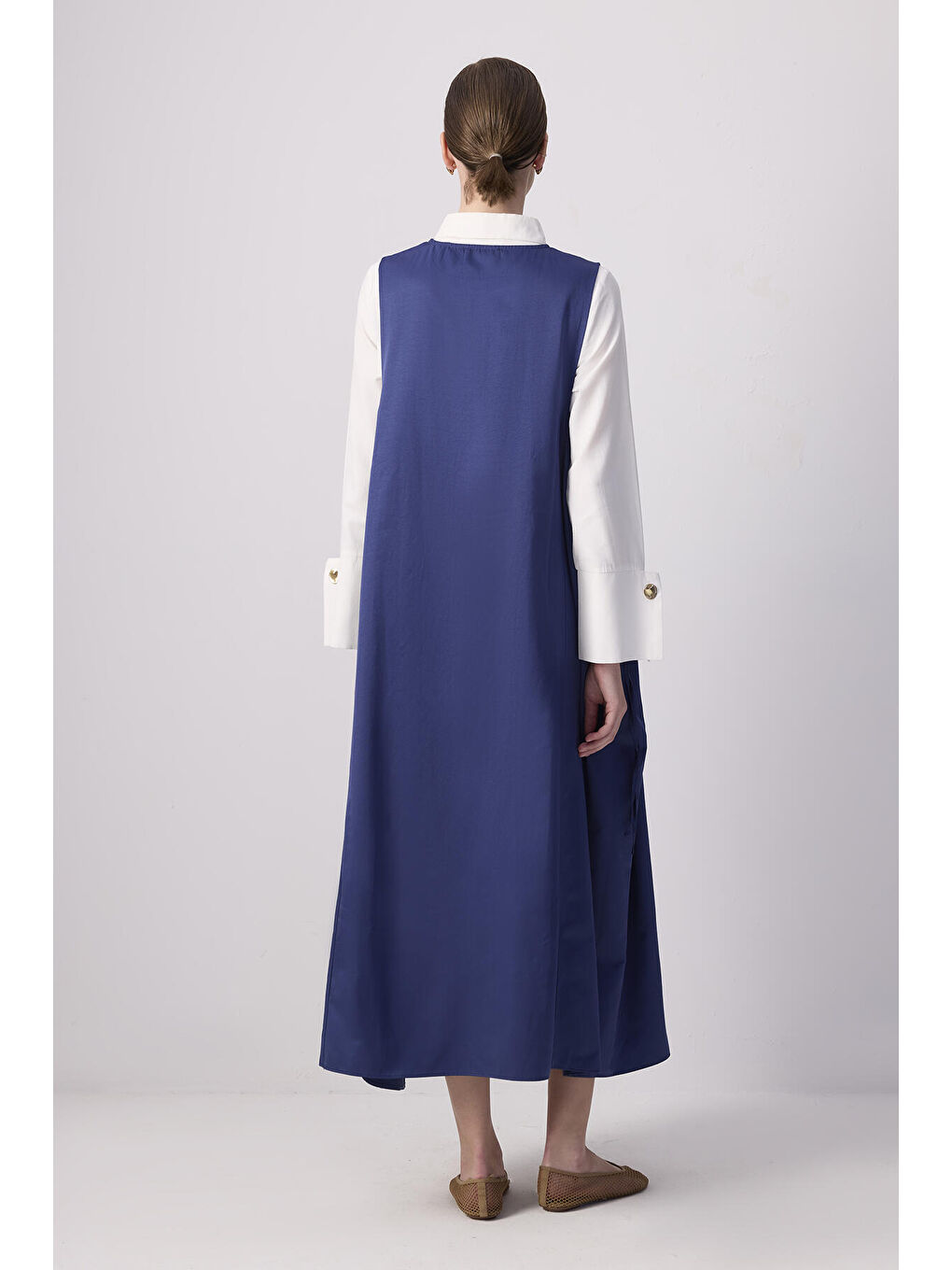 Lacivert Büzgülü Oversize Jile-3