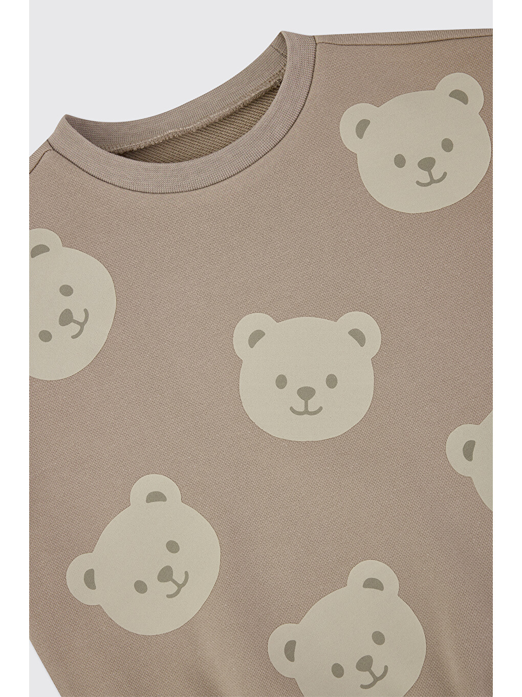 Erkek Bebek Bisiklet Yaka Bej Sweatshirt-2