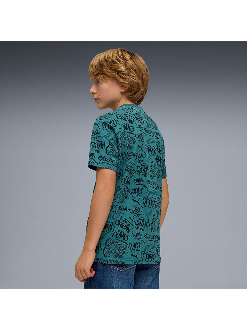 Mid 90s Aop Erkek Çocuk Yeşil Tişört-1