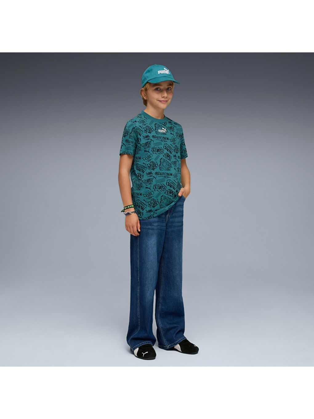 Mid 90s Aop Erkek Çocuk Yeşil Tişört-2